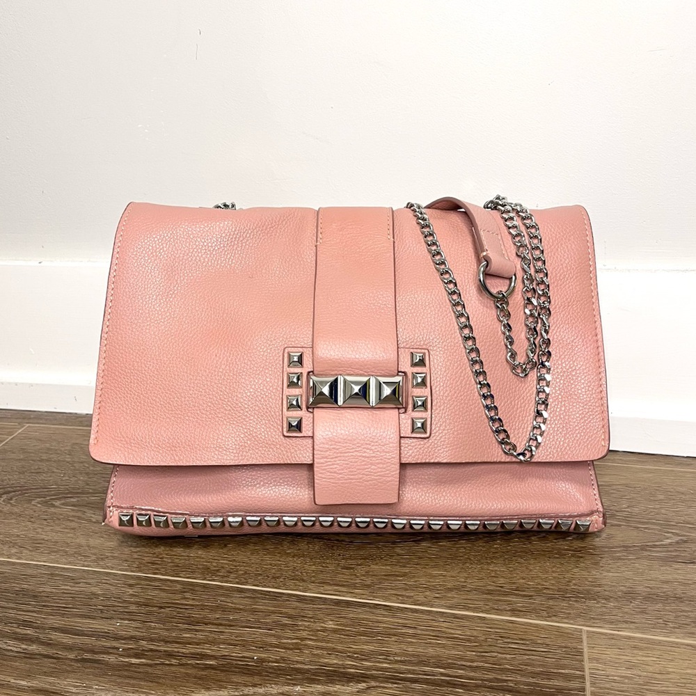 Zara Pink Leather Studded Shoulder Bag